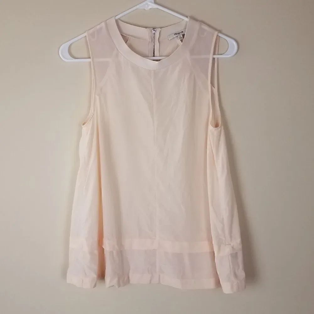 Madewell Pink Salmon Silk Blend Sheer Blouse
